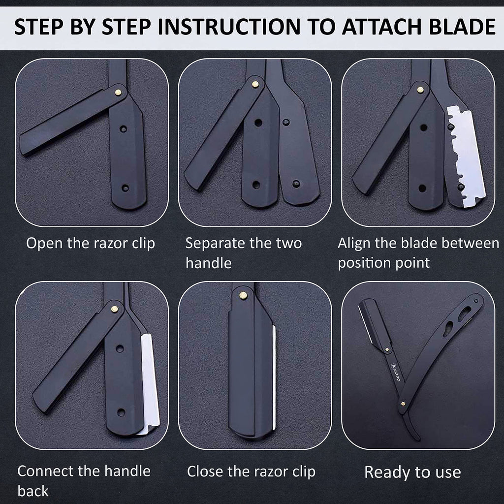ASIPRO Straight Razors for Men + 100 Straight Edge Razor Blades & Case Gifts Mens Straight Razor for Shaving Navajas Para Barbero Barber Razors for Men