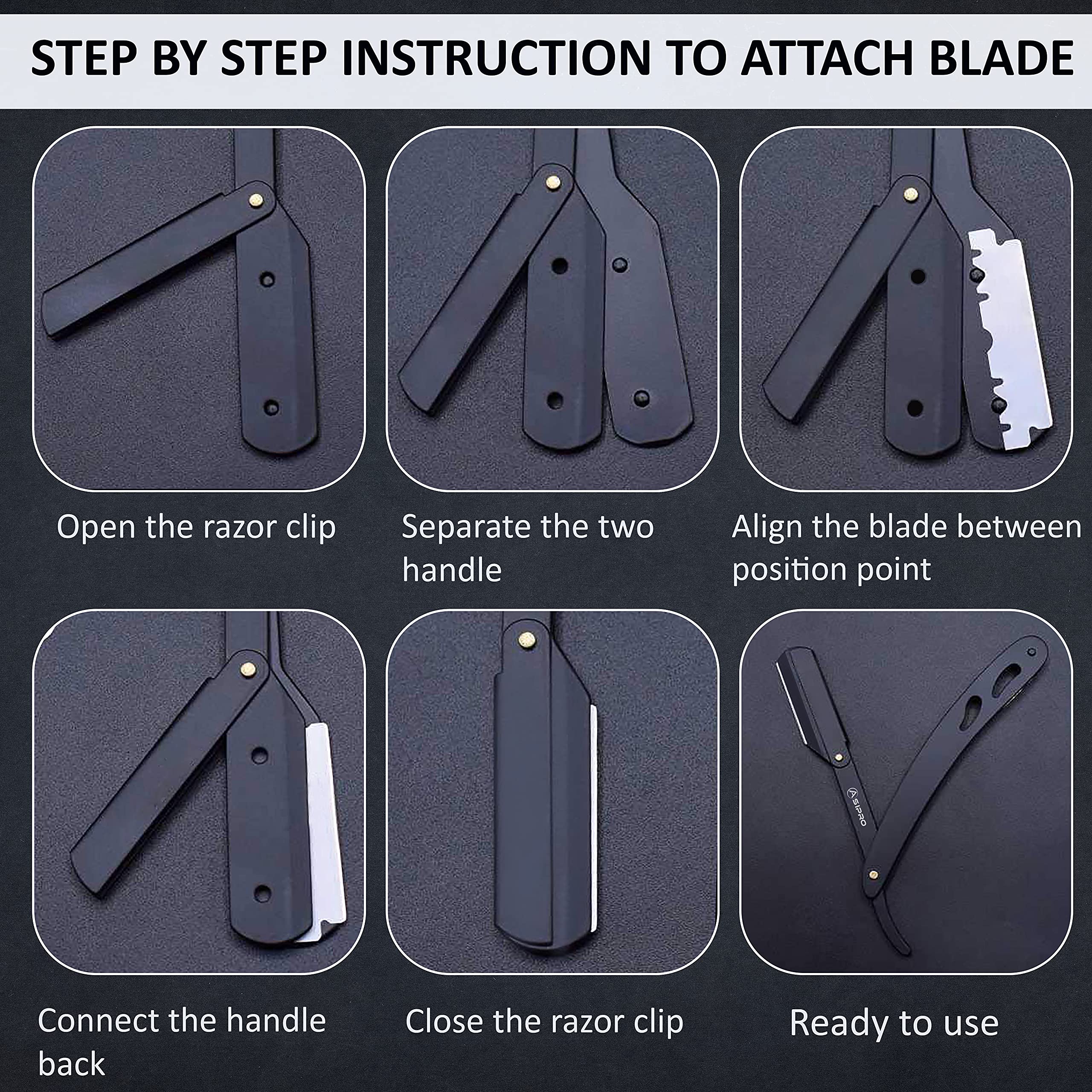 ASIPRO Straight Razors for Men + 100 Straight Edge Razor Blades & Case Gifts Mens Straight Razor for Shaving Navajas Para Barbero Barber Razors for Men