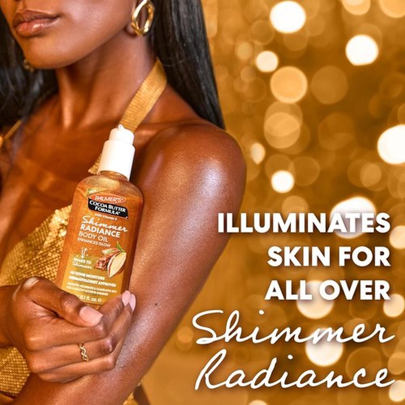 Palmer's Cocoa Butter Formula Shimmer Body Oil - Radiant Glow with Vitamin E, 5.1 Fl Oz | Hydrating for Dark Tones & Tans