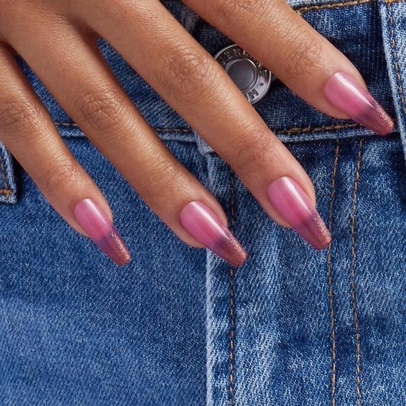 Dashing Diva GelXtend Nail Set - Rouge Shimmer - Pink Ombre Nails - Lasts Up to 14 Days - Gel Nails - No-Soak, Easy Removal