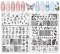 Whaline 6Pcs Flower Butterfly Nail Art Plates Rectangular Floral Stamping Plates Butterfly Image Stamp Templates Stamping Kit for Women Spring Summer DIY Print Manicure Salon Design Gift
