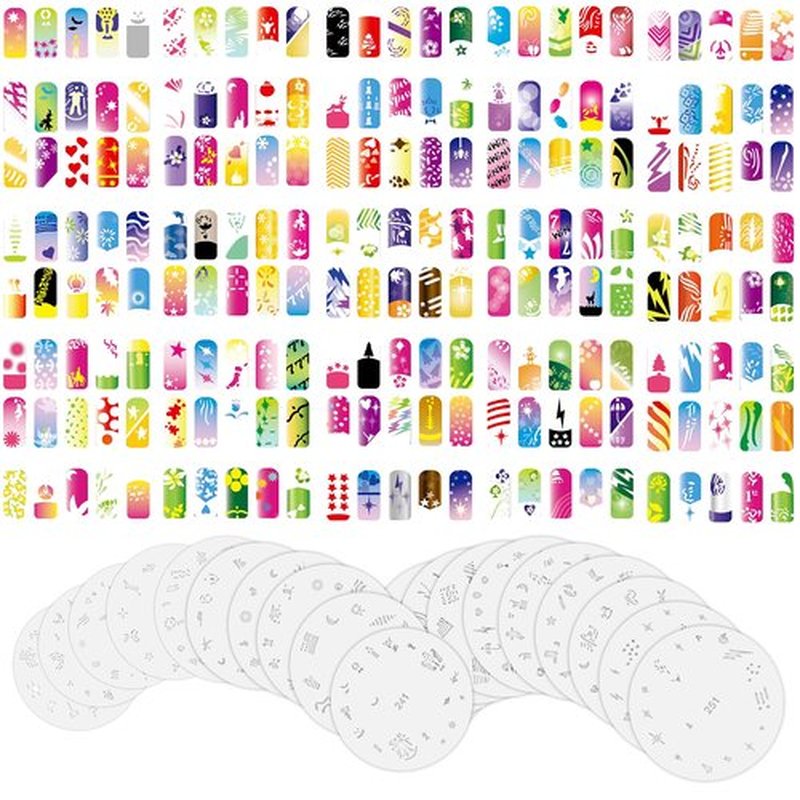 Custom Body Art Airbrush Nail Stencils - Nail Art Stencils Series #13: 340 Unique Designs from 20 Individual Templates