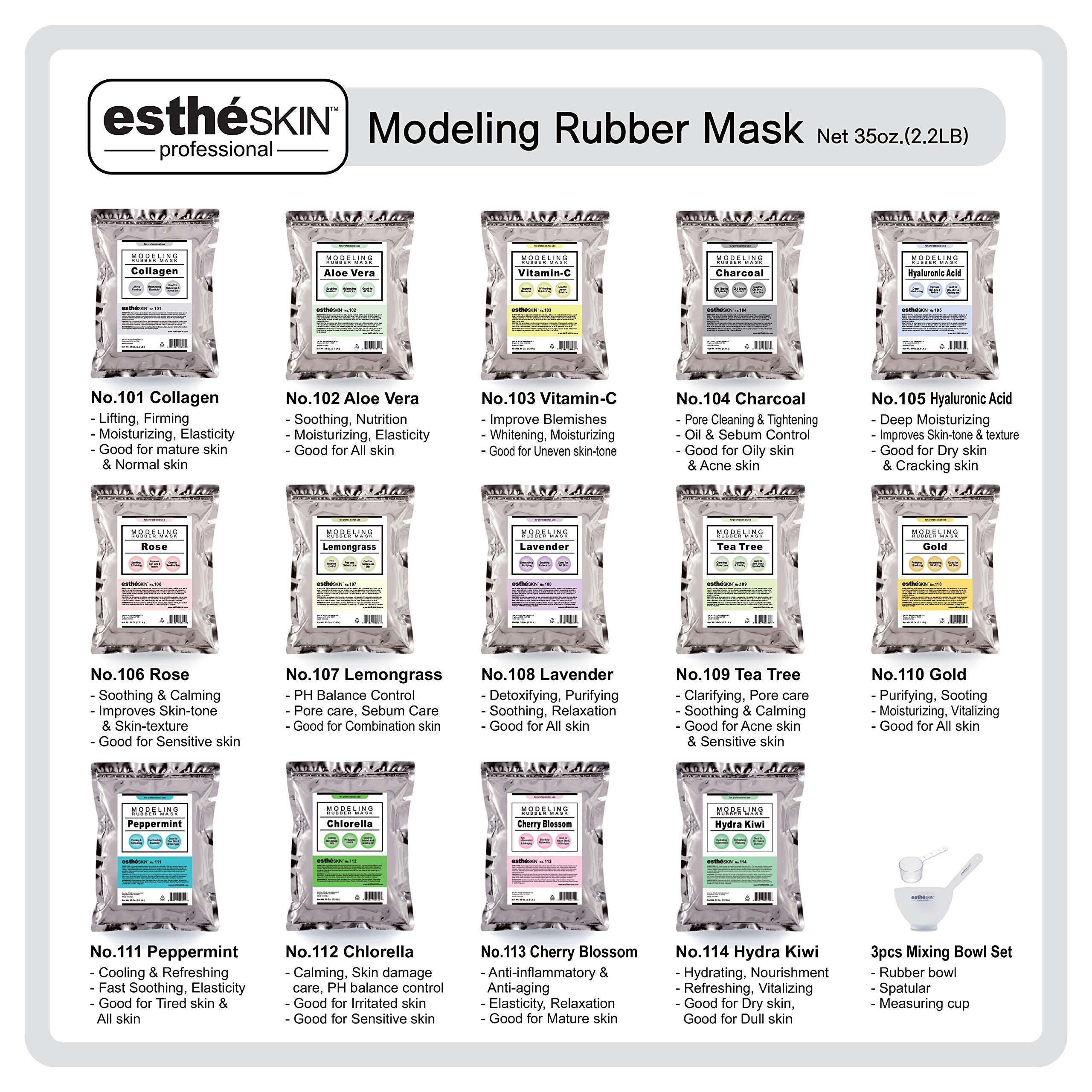 estheSKIN No.106 Rose Peel Off Type Modeling Rubber Mask Powder for Facial Skin Care Treatment, 35oz