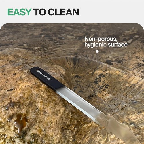 GERMANIKURE Glass Nail File - Professional Crystal Nail File in Suede Sleeve for Natural Nails | Ideal Manicure & Pedicure Tool