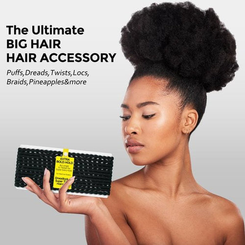 12-Pack 4X Extra Long Hair Ties - Ideal for Dreadlocks, Curly, Extra Thick Hair - Durable, Oversized, and Gentle Ponytail Holders, XXX, Black