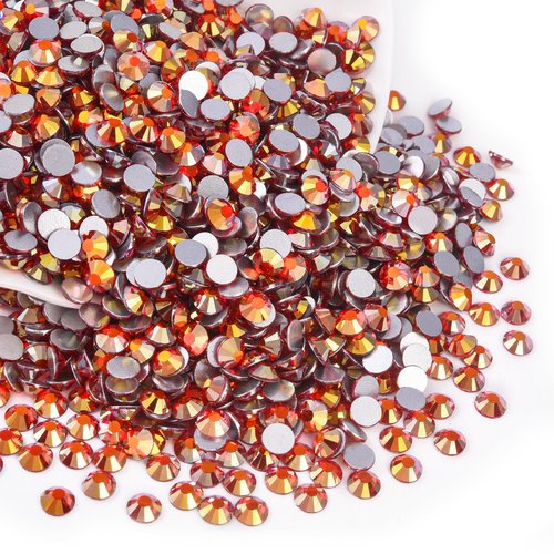 Blinginbox Glass Flatback Rhinestones Crystal Round Gems,Fire Phoenix,SS30/288pcs,6.4-6.6mm