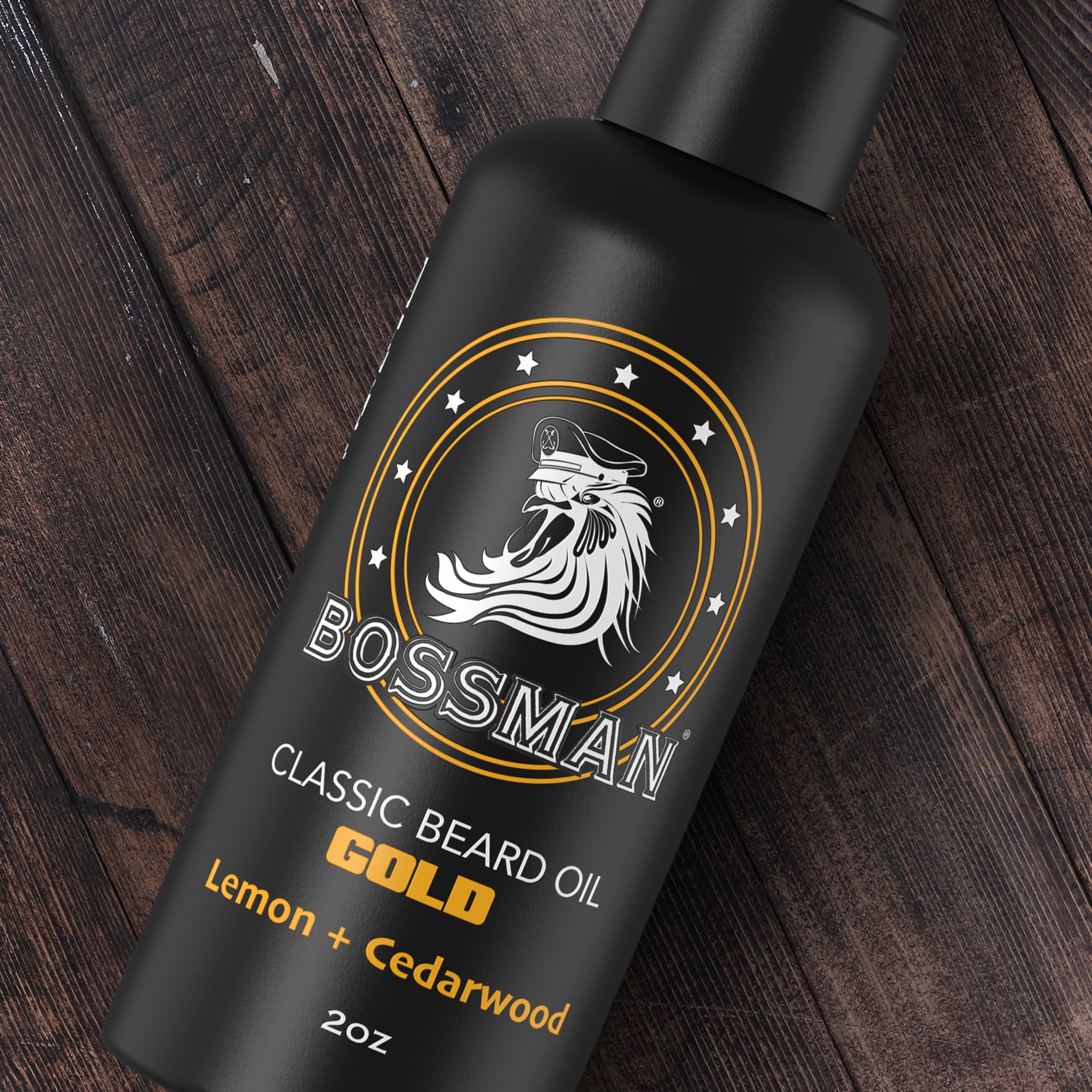 Bossman Organic Mustache & Beard Oil for Men, 2 oz – Natural Beard Moisturizer with Jojoba, Argan & Avocado Oils (Gold Scent)