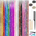 Hair Tinsel Kit, 18 Colors 48 Inches, Fairy Hair Tinsel Hair Extensions Heat Resistant with Tools, Hair Accessories for Women Girls 7200 Strands (Hair Tinsel Kit, 18 Colors)