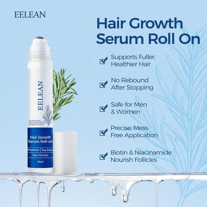 Hair Growth Serum Roll On 25ml, 3% Rosemary, 3% Redensyl & 2% Anagain, Reduce Hair Loss and Promote Hair Density (0.84 Fl Oz (Pack of 1), 3% Rosemary)