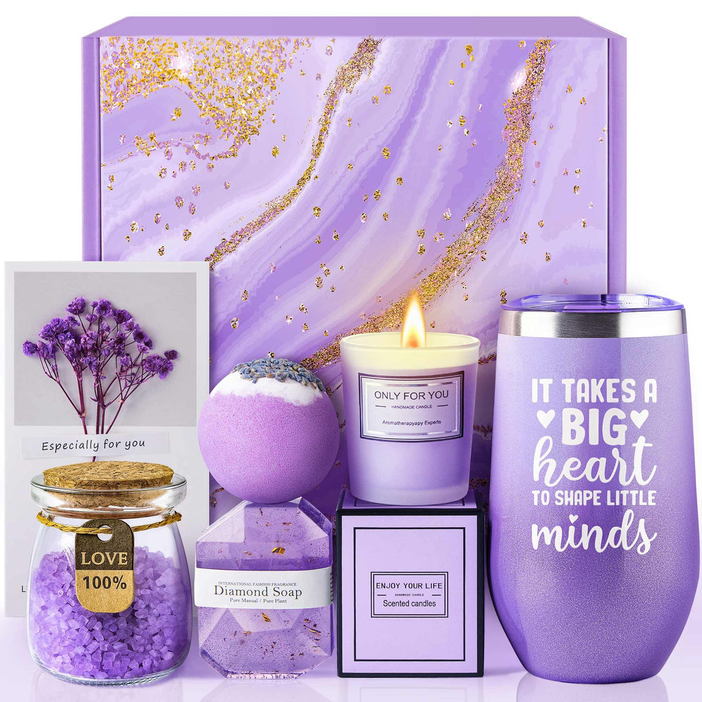 Teacher Appreciation Gifts for Women, Thank You Gifts for Women Teachers, Christmas Thanksgiving Gift for woman Teacher, Back to School Gift - Unique Lavender Spa Basket Set