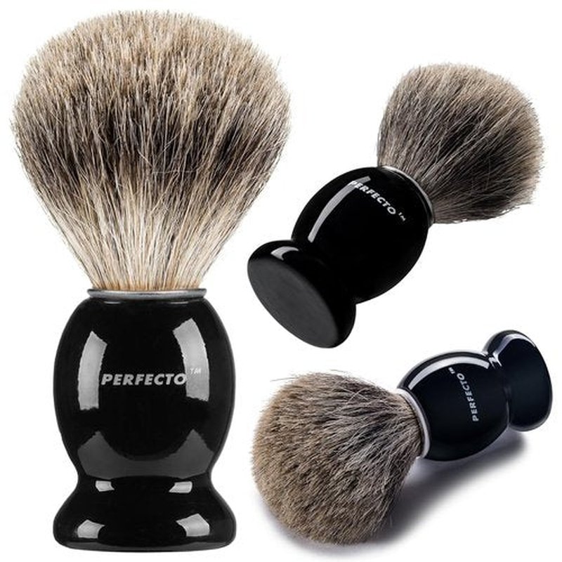 Perfecto 100% Pure Badger Shaving Brush - Black Handle for a Superior Shaving Experience | Ideal for Safety, Double Edge, and Straight Razors