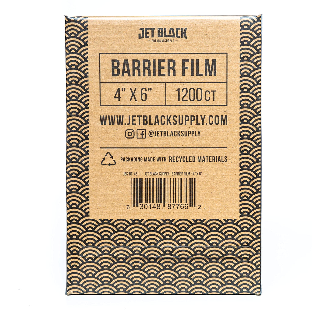 Jet Black Supply Barrier Film Roll, 4" x 6" Perforated Sheets, Disposable Barrier Tape for Tattoo, Non-stick edges, Quick and easy to apply, Extra tacky adhesive, Black