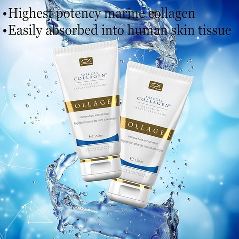 Salcoll Pure Bioactive Collagen Repair Hand Cream - Hypoallergenic Moisturizer for All Skin Types, 150 ml
