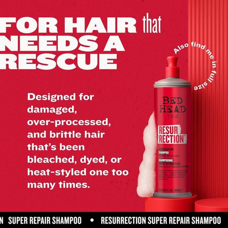 Bed Head by TIGI Resurrection Super Repair Shampoo - Nourishing Repair for Dry, Damaged Hair | Travel Mini 2.53 fl oz