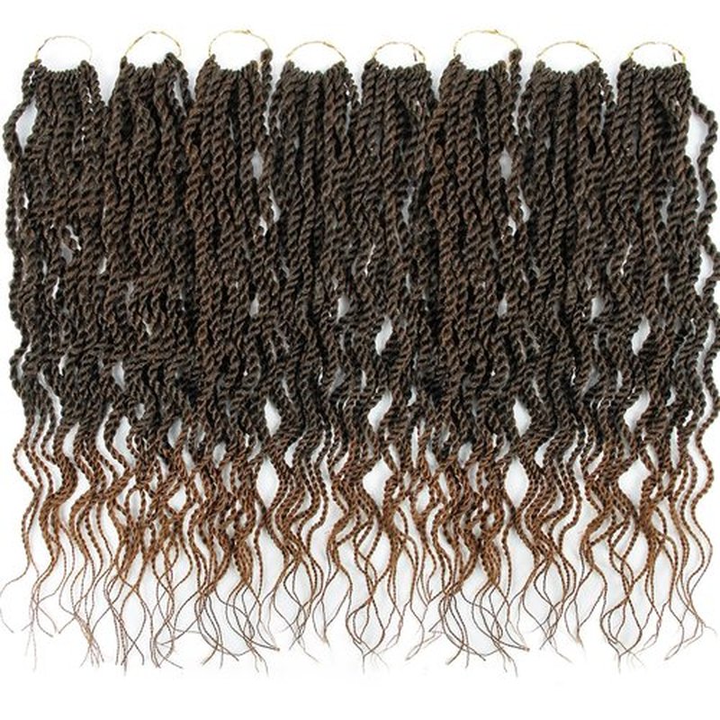 18Inch Wavy Senegalese Twist Crochet Hair Braids Wavy Ends Synthetic Hair Extension Curly Crochet Twist Braiding Hair (8Packs,T1B/30)