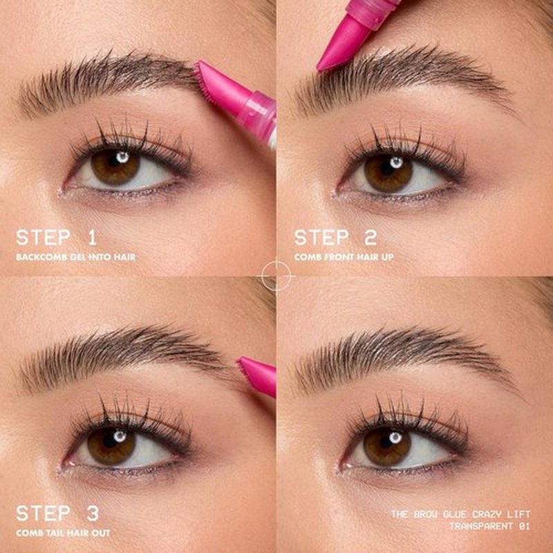 NYX Professional Makeup Brow Glue - 16HR Strong Hold Brow Lamination Gel with Built-In Styling Comb | Clear