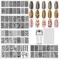 HYWWPFLAY 5Pcs Nail Stamping Plates Leopard Print Nail Stamps Nail Art Stamping Plates Nail Stencils Nail Plate Template Nail Art Stamping Kit Nails Accessories with 1 Nail Stamper, 1 Scraper