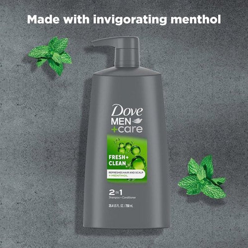DOVE MEN + CARE 2-in-1 Shampoo & Conditioner - Fresh & Clean, Nourishing Formula | 25.4 oz (4 Count)