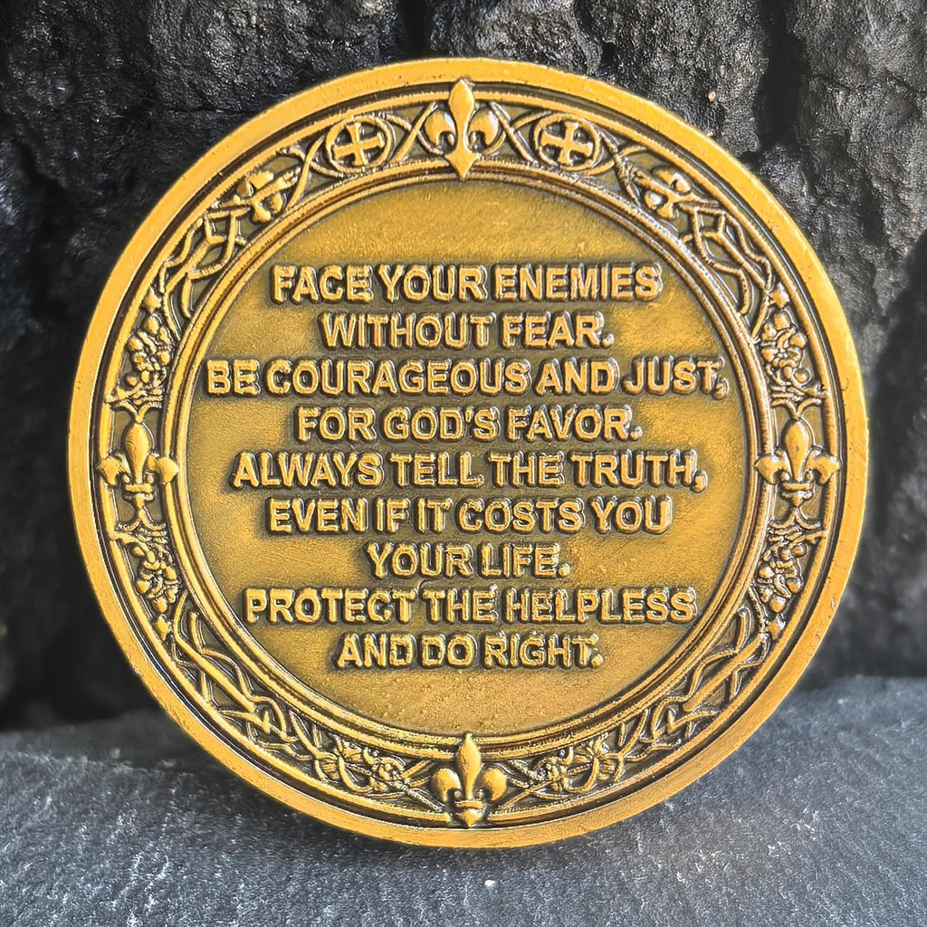 Knight's Valor Christian Challenge Coin with Inspirational Creed (Single Coin)