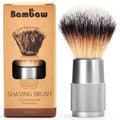 Bambaw - Shaving Brush Vegan | Silver | Ingrown Hair and Razor Bumps Treatment| Durable Shaving Brush Metal Handle| Shaving Brushes for Men and Women | Waste Free Synthetic Hair Brush