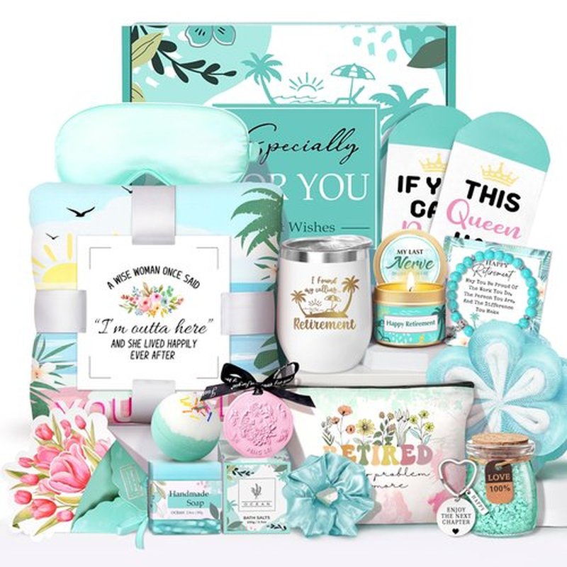 Retirement Gifts for Women 2025, 16 pcs Happy Retirement Gifts for Teacher Nurse Mom Grandma Colleague Coworker Friend Boss, Best Retirement Gift Basket Set, Retirees Gift With Tumbler