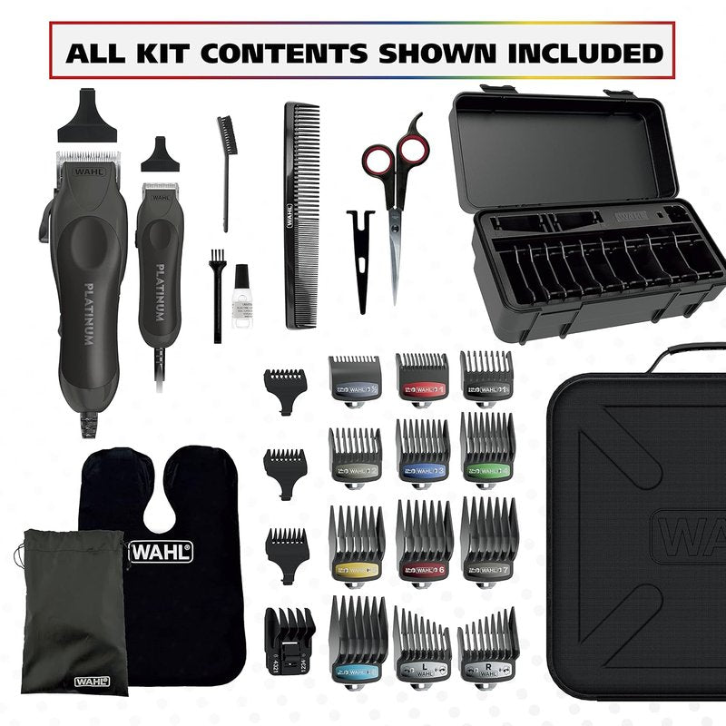Wahl USA Pro Series Platinum Corded Clipper & Trimmer - Home Haircutting with Color-Coded Combs | Model 79804-100