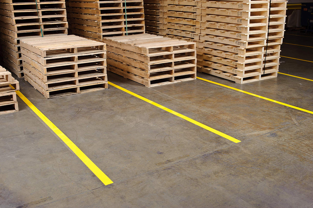 Brady ToughStripe Floor Marking Tape - Yellow, Non-Abrasive Floor Tape - 2" Width, 100' Length for Concrete, Harsh Conditions, Forklift, High Traffic Floors (104312)