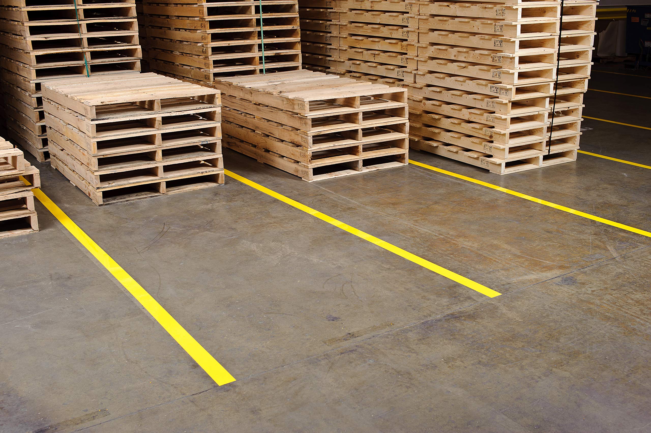 Brady ToughStripe Floor Marking Tape - Yellow, Non-Abrasive Floor Tape - 2" Width, 100' Length for Concrete, Harsh Conditions, Forklift, High Traffic Floors (104312)