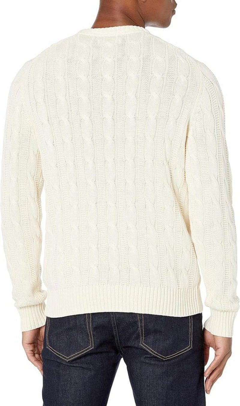Goodthreads Men's Soft Cotton Cable Stitch Crewneck Sweater - Comfortable & Stylish | Perfect for All Seasons