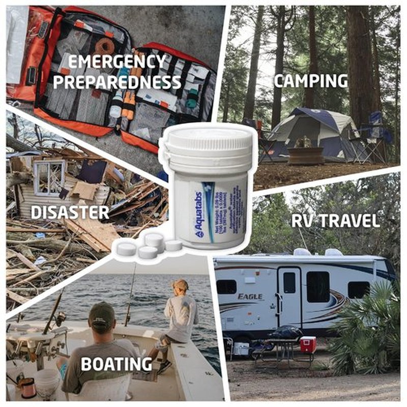 Aquatabs Water Purification Tablets - Easy-to-Use Water Filtration System | 100 Pack (397mg) for Camping & Emergency Use