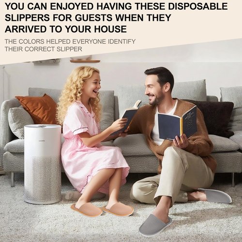 jeuhut Disposable Spa Slippers for Guest, 6 Pairs Non Slip Washable Reusable Unisex for Women Men, Indoor House Hotel Bathroom Bedroom Wedding Travel