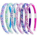 FROG SAC 6 Headbands for Girls - Thin Head Bands for Kids, Toddler Hair Band Accessories, Glitter Mermaid Floral Hairbands, Easter Basket Stocking Stuffers (Pink,Purple,Blue,Aqua,Green)