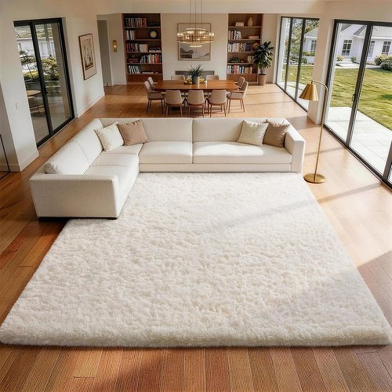 Ophanie Area Rugs - Large Ivory Shag Carpet for Living Room | Soft 9x12 Indoor Nursery Rug