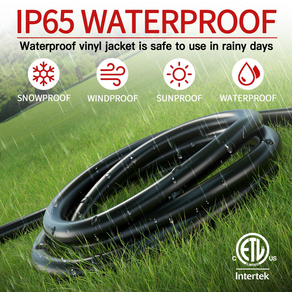 Skrizcable 16/3 25 FT Outdoor Extension Cord Waterproof, Black Power Cord