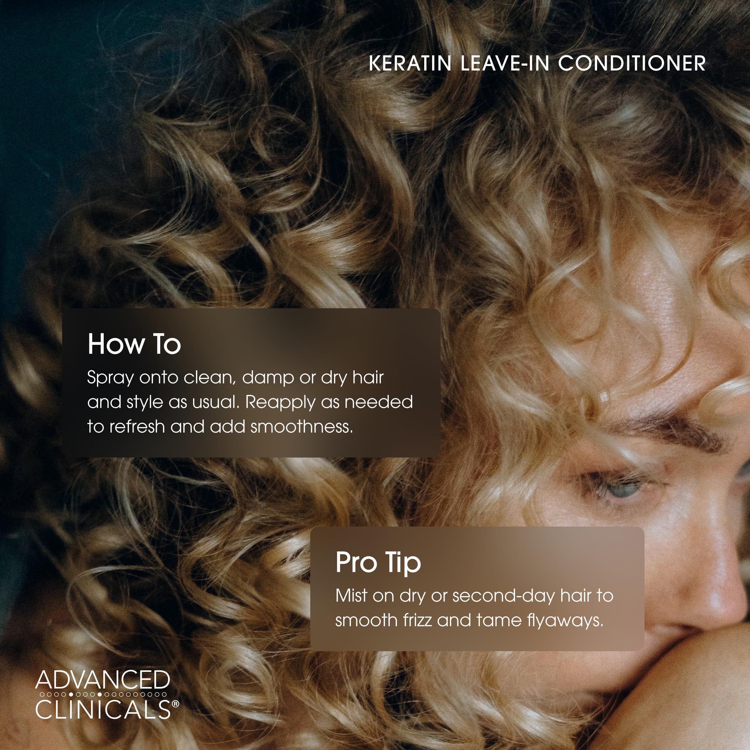 Advanced Clinicals Keratin Detangler Spray. Detangling Hair Spray for Strong, Shiny Hair. Lightweight, Leave-in Conditioner with Amino Acids, Vitamin B5, Olive Oil Softens and Nourishes Hair, 8 Fl Oz