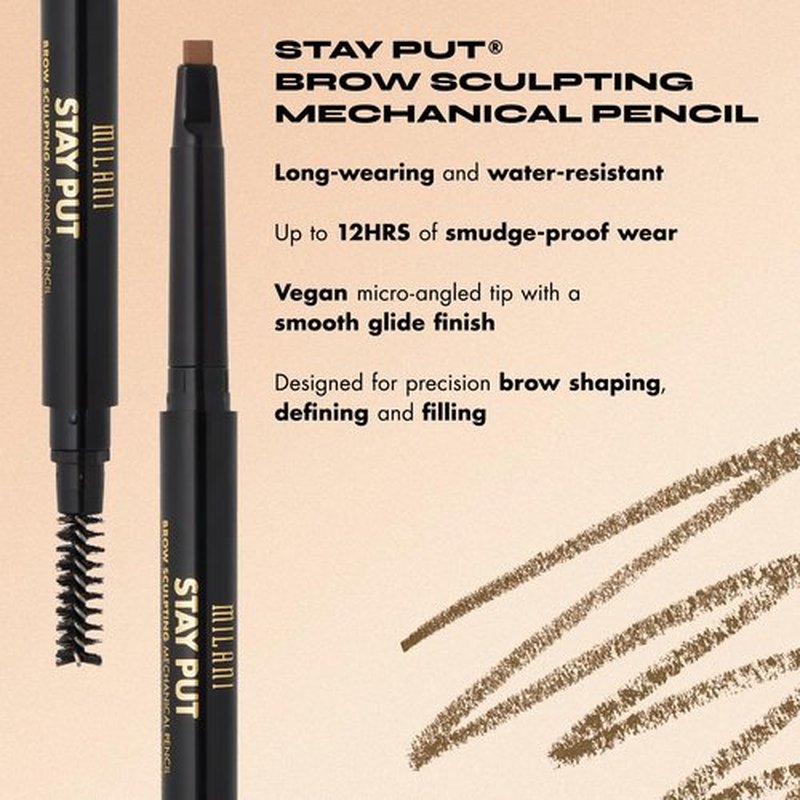 Milani Stay Put Brow Sculpting Mechanical Pencil - Espresso (0.01 Ounce) Cruelty-Free Long-Lasting Eyebrow Pencil that Defines and Shapes Brows (Pack of 2)