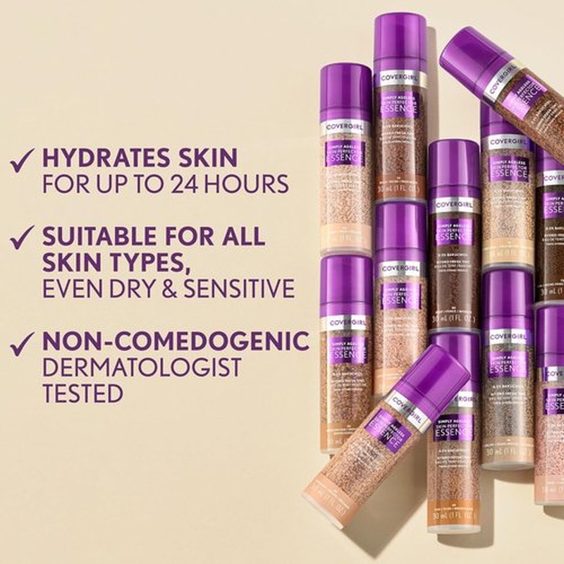 Covergirl Simply Ageless Foundation - Tinted Skincare Makeup Hybrid, 40 Medium, Radiant Finish, 1.0oz