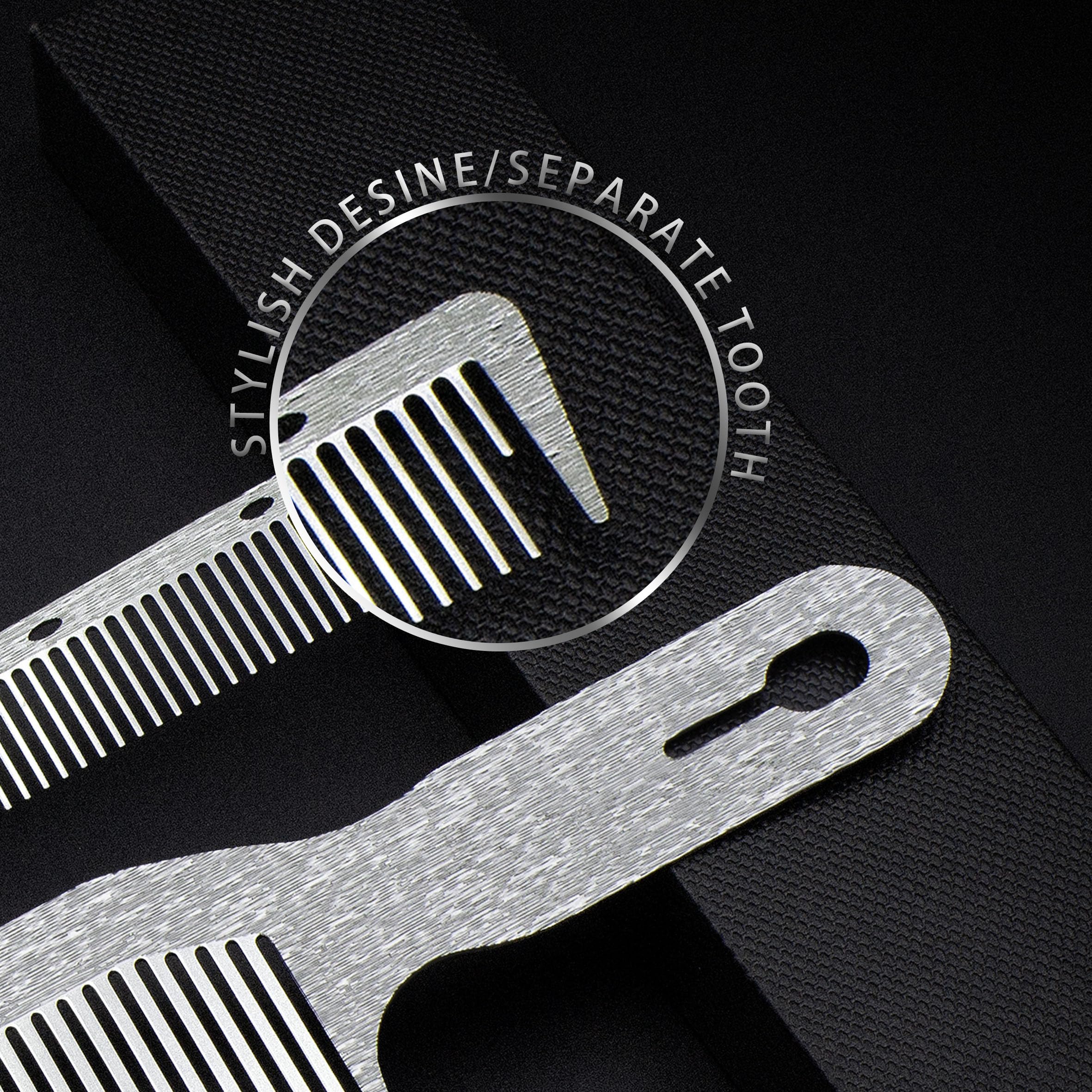 Dolmifapro 2 Pcs Stainless Steel Comb Set Metal Barber Combs for Hair Stylist, High Texture, Wood Grain Design barber combs professional Metal Fine Comb