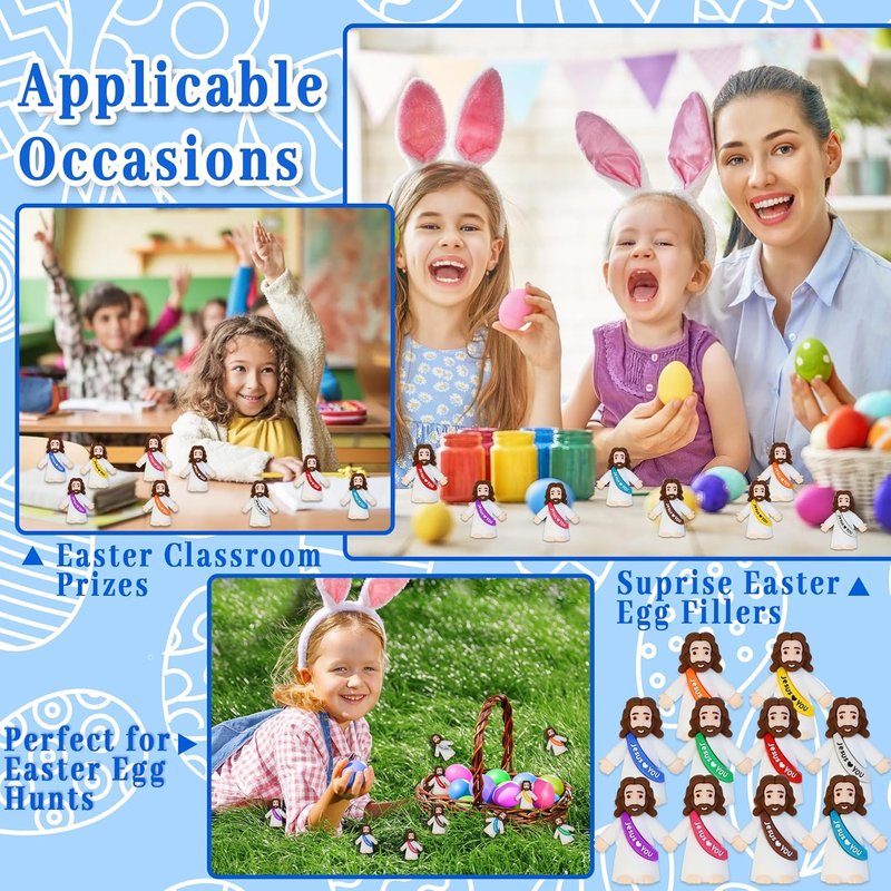 Bamamon Mini Jesus Figurines - 30 Pcs Easter Party Favors | Perfect for Sunday School & Baptism Gifts