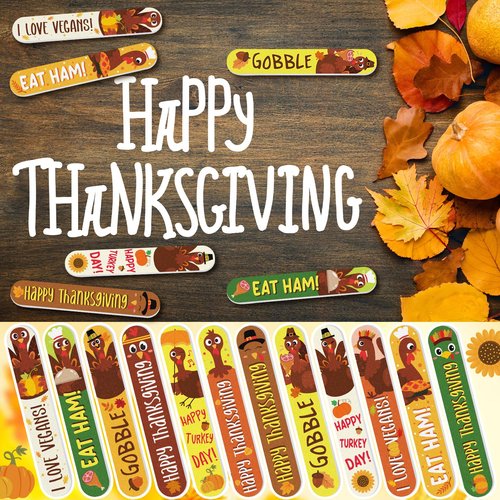 Gisafai 48 Pcs Thanksgiving Party Favor Gifts Bulk Thanksgiving Nail Files Fall Double Sided Emery Board for Nails Autumn Manicure Tools Happy Turkey Emery Boards for Thanksgiving Supplies 12 Styles