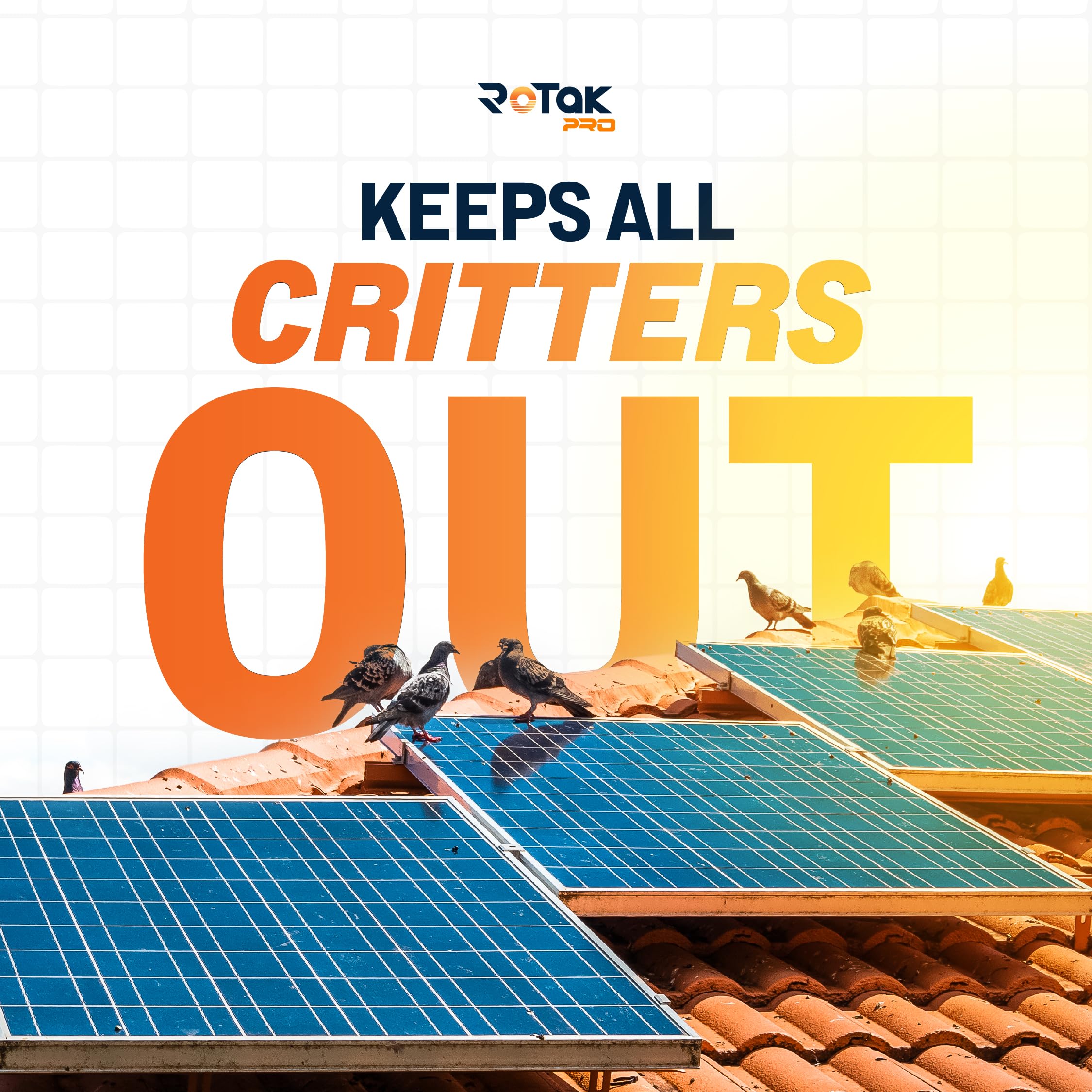 Critter Guard PRO 8in x 100ft Solar Panel Bird Guard Prevention Roll Kit