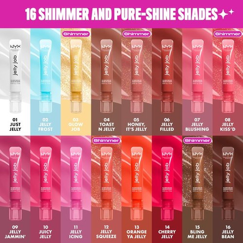 NYX PROFESSIONAL MAKEUP Jelly Job Lip Gloss, Lip Tint Gloss with Full-Bodied, Smoothing, and Hyper-Glossy Shine - Toast N' Jelly (Pale Nude)