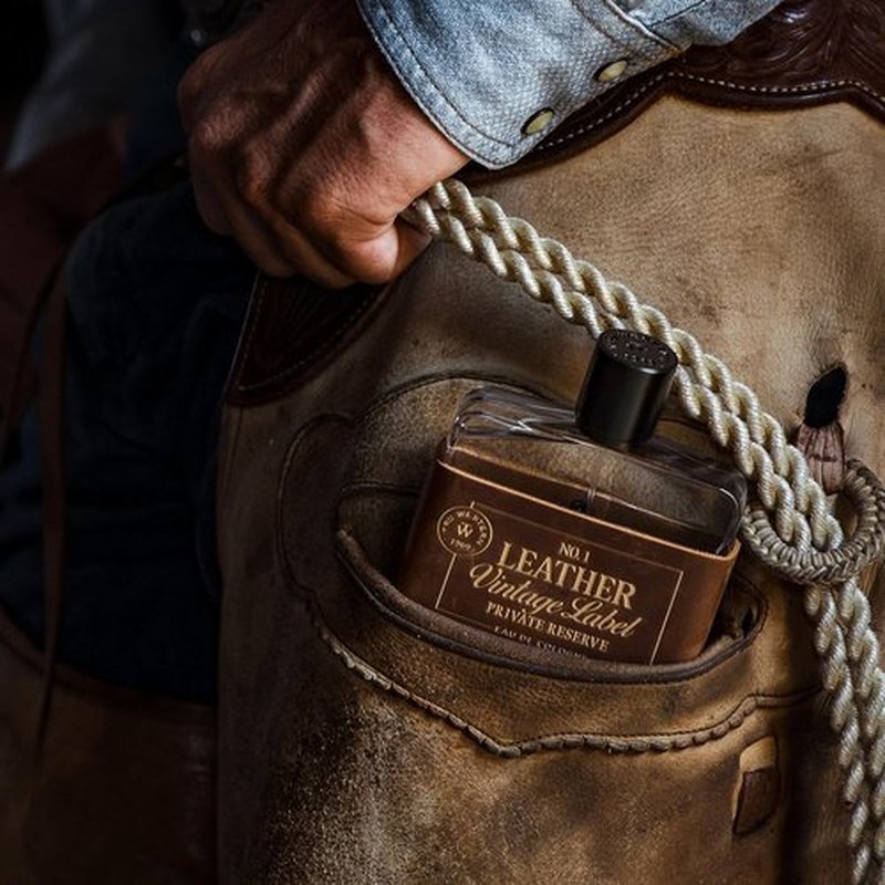 Tru Western Leather No. 1 | Vintage Label Private Reserve Fragrance - 3.4 fl oz (100 ml) with Cedarwood & Clementine Notes
