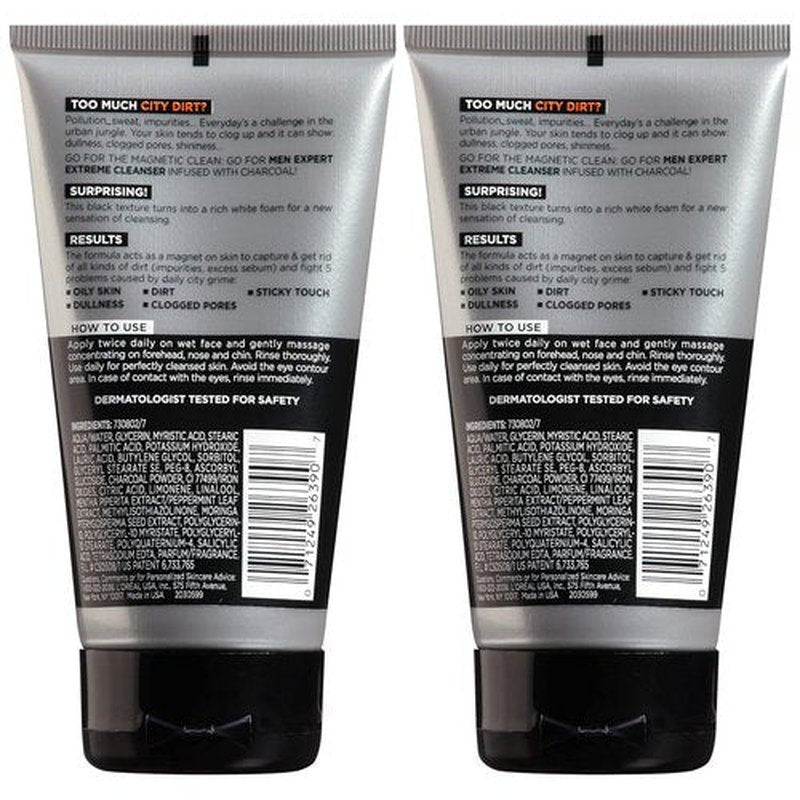 L'Oreal Paris Men Expert Hydra Energetic Facial Cleanser - Charcoal Infused, 2-Pack