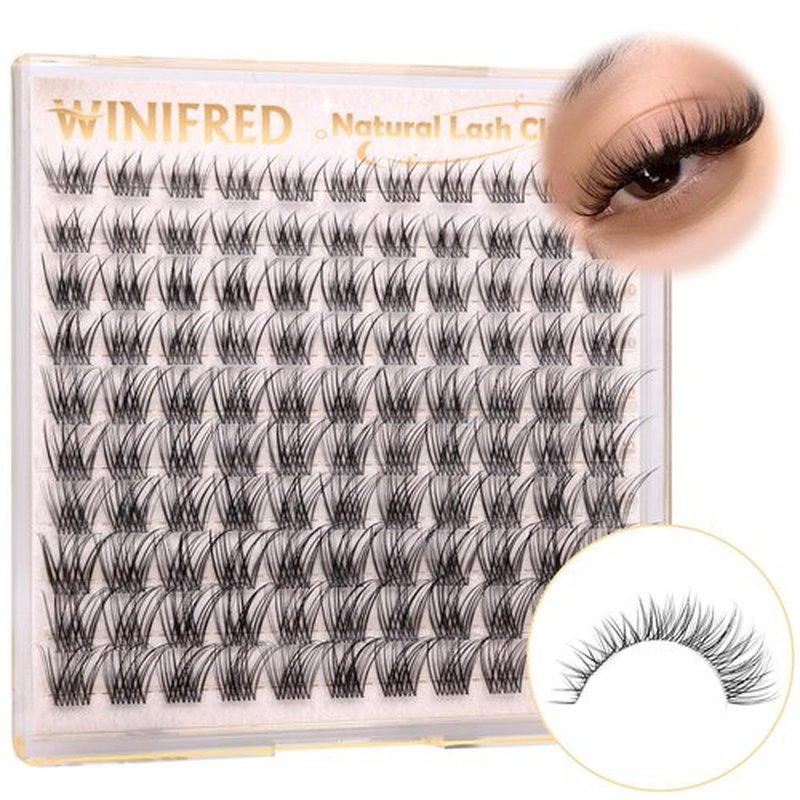 Natural Lash Clusters Clear Band Eyelash Clusters Wispy Lashes Clusters 8-14mm Cluster Eyelash Extensions C Curvature Individual Lashes DIY Lash Extension Natural Look by Winifred