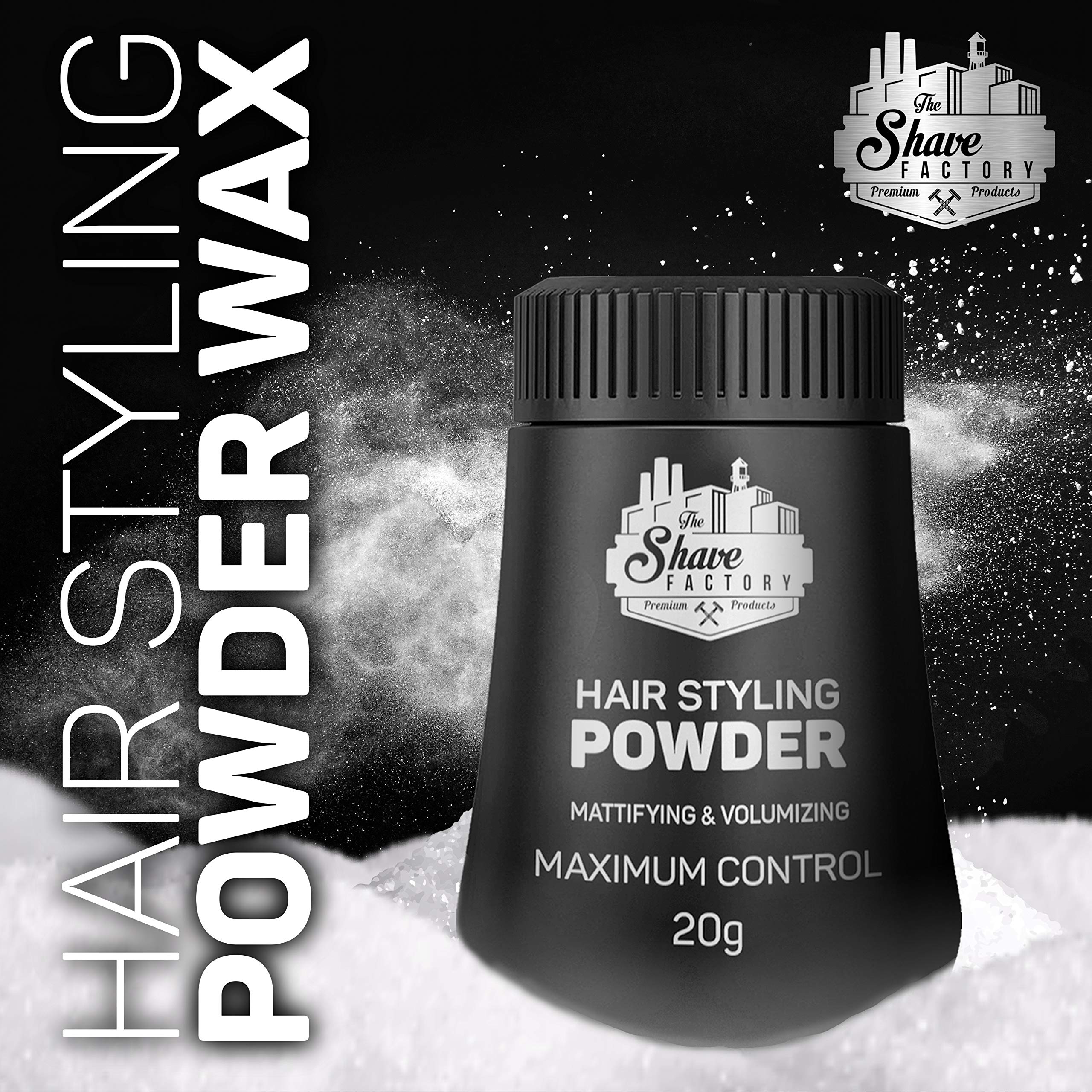 the shave factory Hair Styling Powder 21gr. Mattifying&Volumizing Powder with Maximum Control-Elegant Design, Ease Of Use, Flexible and Long-Lasting Hold Product For Professional Barbers 20gr