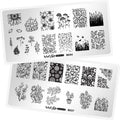 Whats Up Nails - Blossoming Stamping Plates 2 Pack (B037, B044) for Nail Art Design