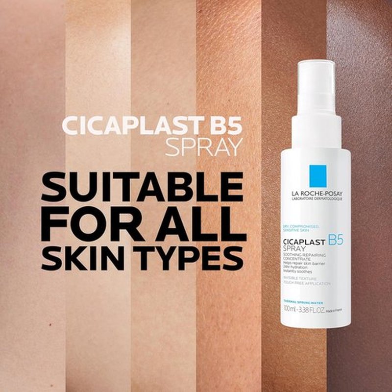 La Roche-Posay Cicaplast B5 Spray - Hydrating Face Mist With Vitamin B5 & Madecassoside | Soothing Touch-Free Spray for Sensitive Skin