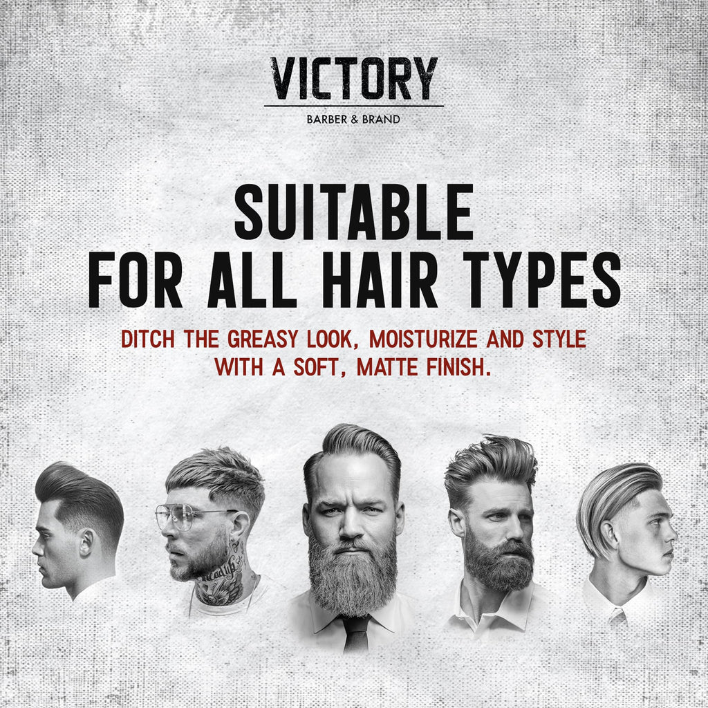Dry Grooming Hair Cream for Men by Victory Barber & Brand | Men’s Hair Products Made in the USA | Anti Frizz Styling Cream | Wave Pomade for Styling Medium Length Hair with a Natural Finish