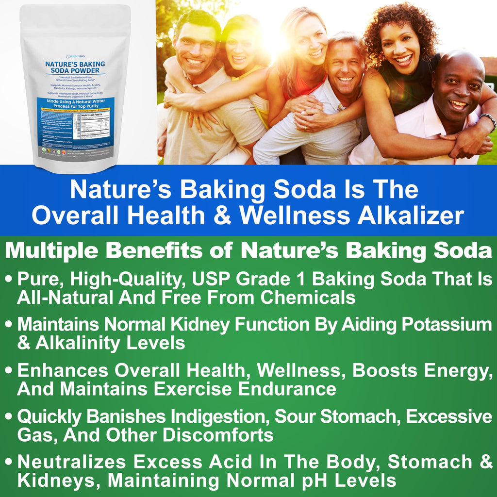 Nature’s Baking Soda Supplement Powder Organic Use Aluminum Free Better Than Baking Soda Tablets. No Chemicals Pure Powder for Health, Kidneys, Stomach & Wellness 1lb